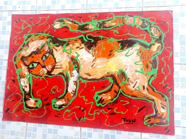 Original Abstract Expressionism Animal Painting by Anh Tuan Le