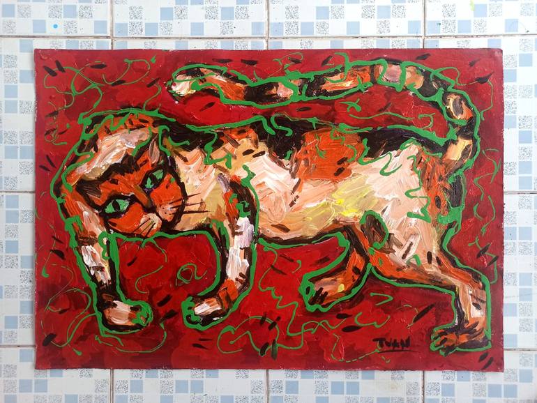 Original Abstract Expressionism Animal Painting by Anh Tuan Le