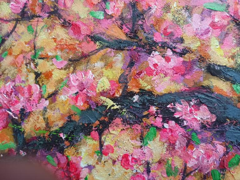 Peach blossom in Spring ( 90 x 120 cm) - Le Anh Tuan Le Anh - Acrylic on  Canvas
