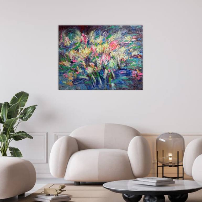 Original Abstract Expressionism Floral Painting by Anh Tuan Le