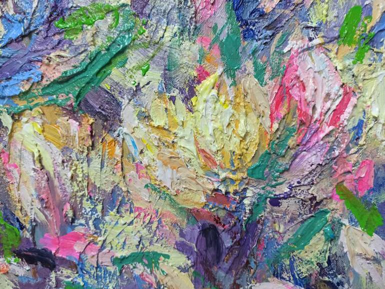 Original Abstract Expressionism Floral Painting by Anh Tuan Le