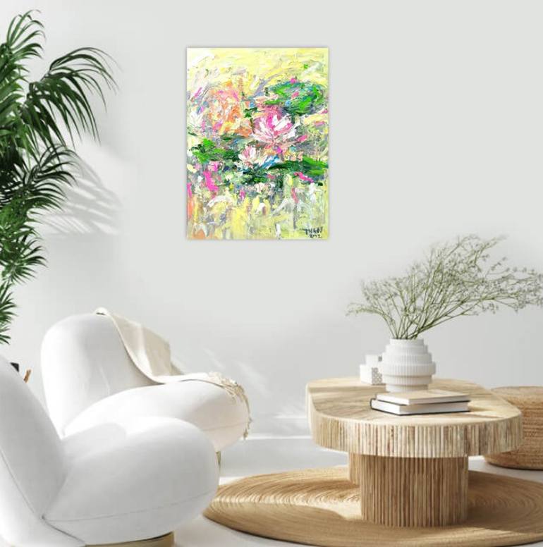 Original Abstract Expressionism Floral Painting by Anh Tuan Le