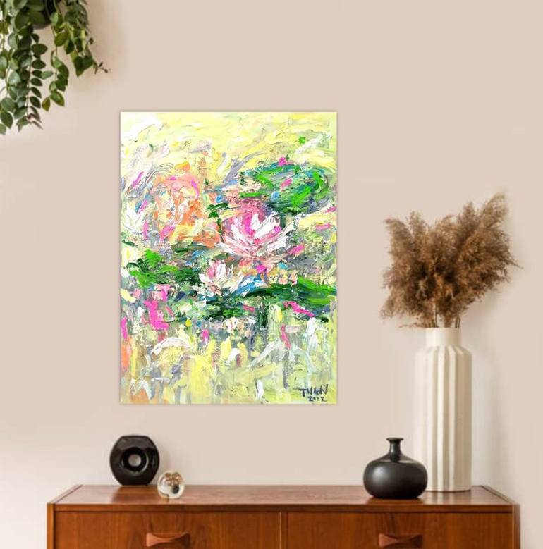 Original Abstract Expressionism Floral Painting by Anh Tuan Le