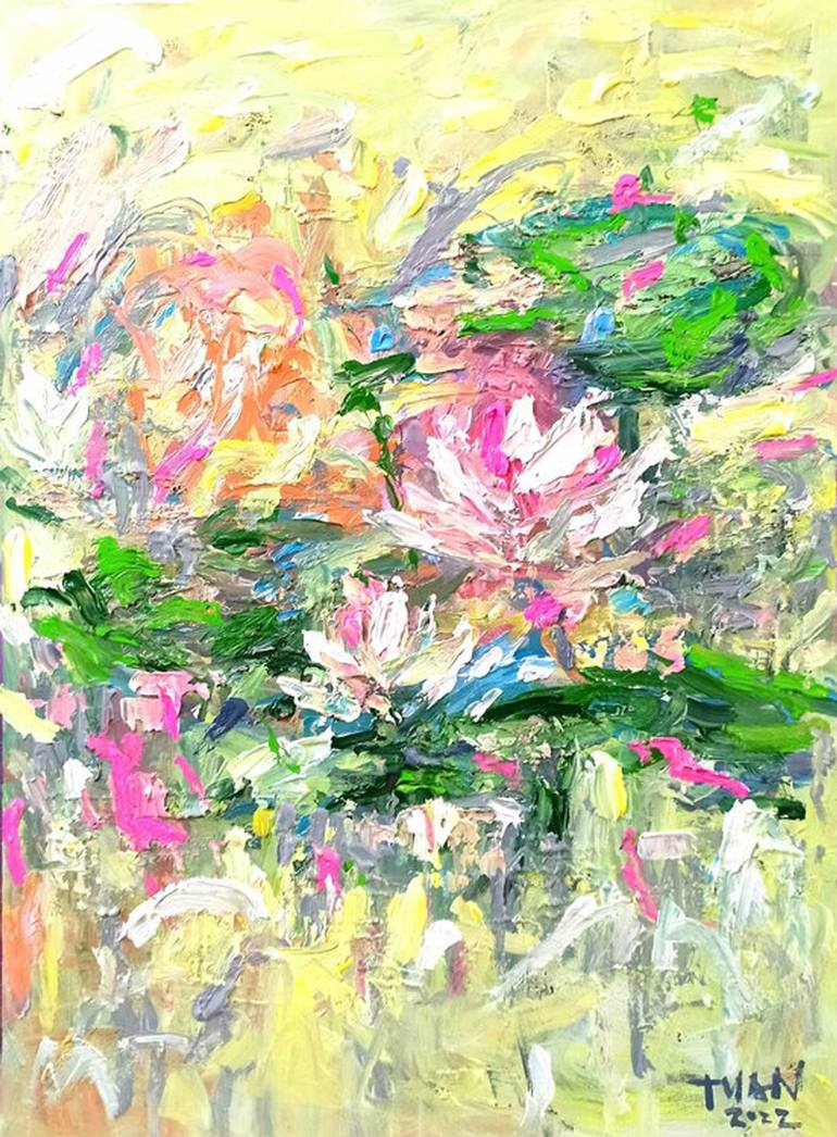 Original Abstract Expressionism Floral Painting by Anh Tuan Le