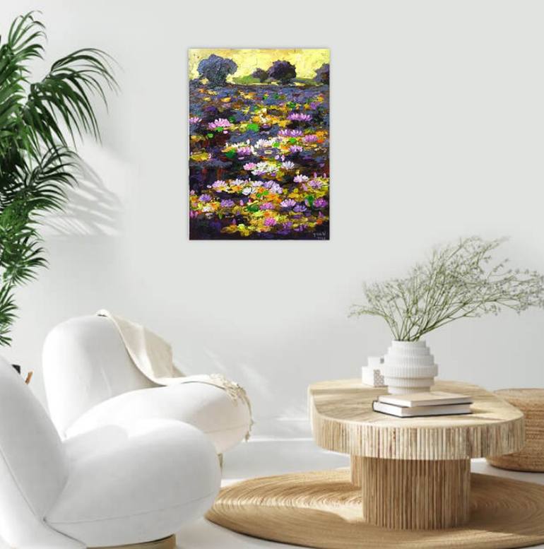 Original Abstract Expressionism Floral Painting by Anh Tuan Le