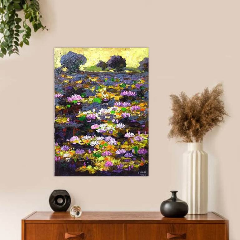 Original Abstract Expressionism Floral Painting by Anh Tuan Le