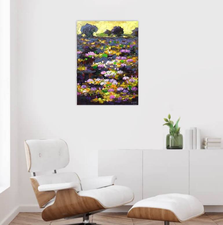 Original Abstract Expressionism Floral Painting by Anh Tuan Le