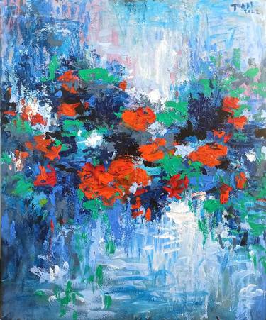 Original Abstract Expressionism Floral Paintings by Anh Tuan Le