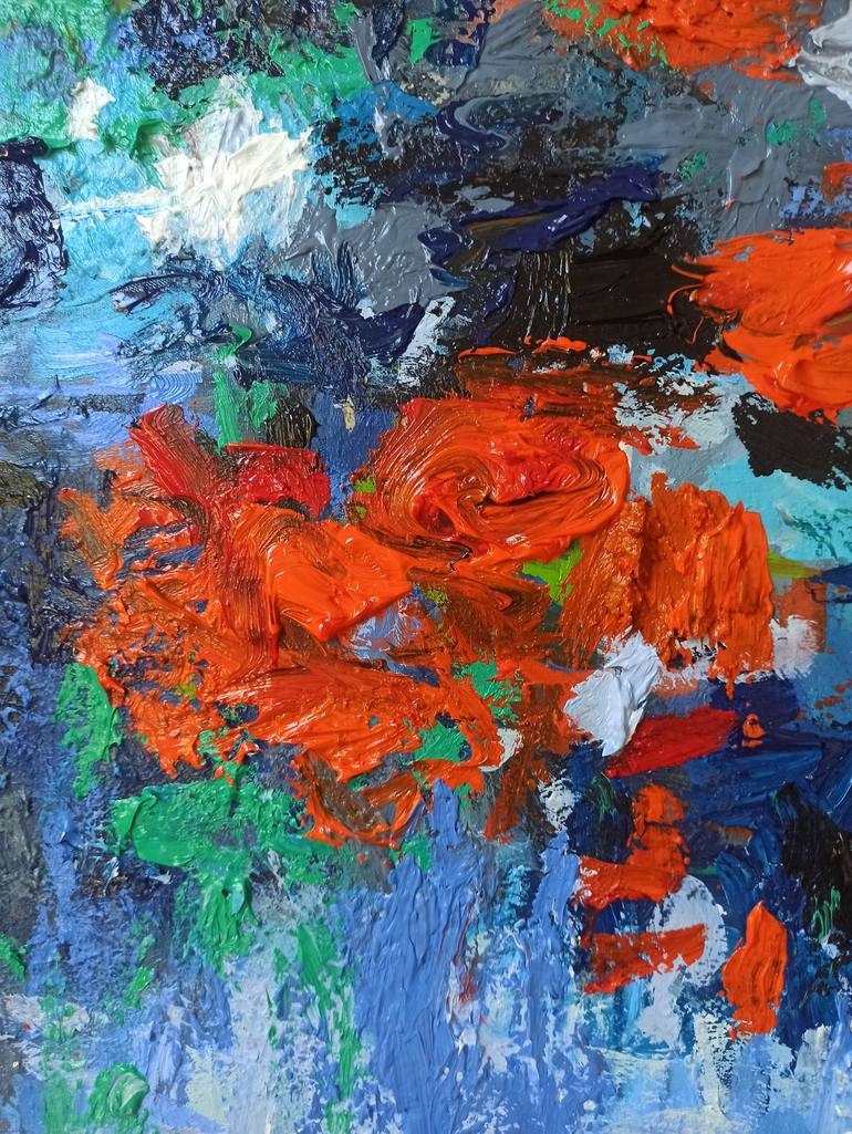 Original Abstract Expressionism Floral Painting by Anh Tuan Le