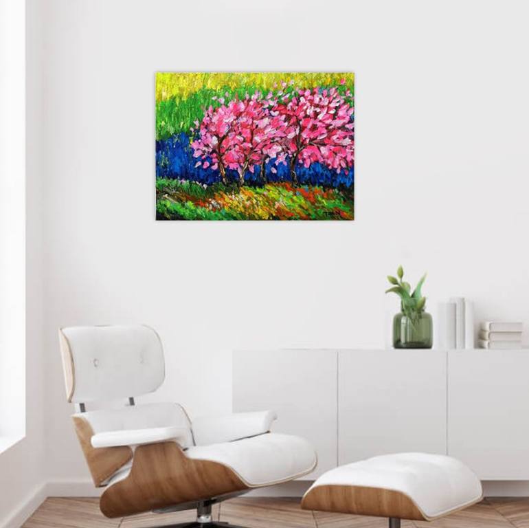 Original Abstract Expressionism Floral Painting by Anh Tuan Le