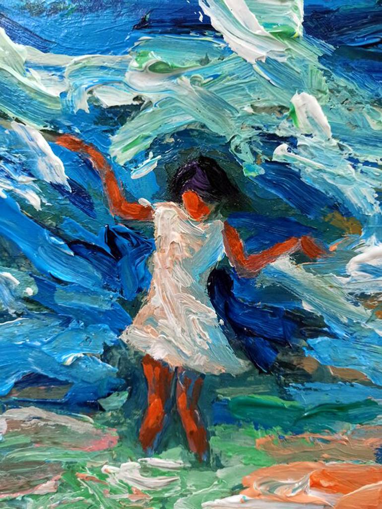 Original Art Deco Seascape Painting by Anh Tuan Le