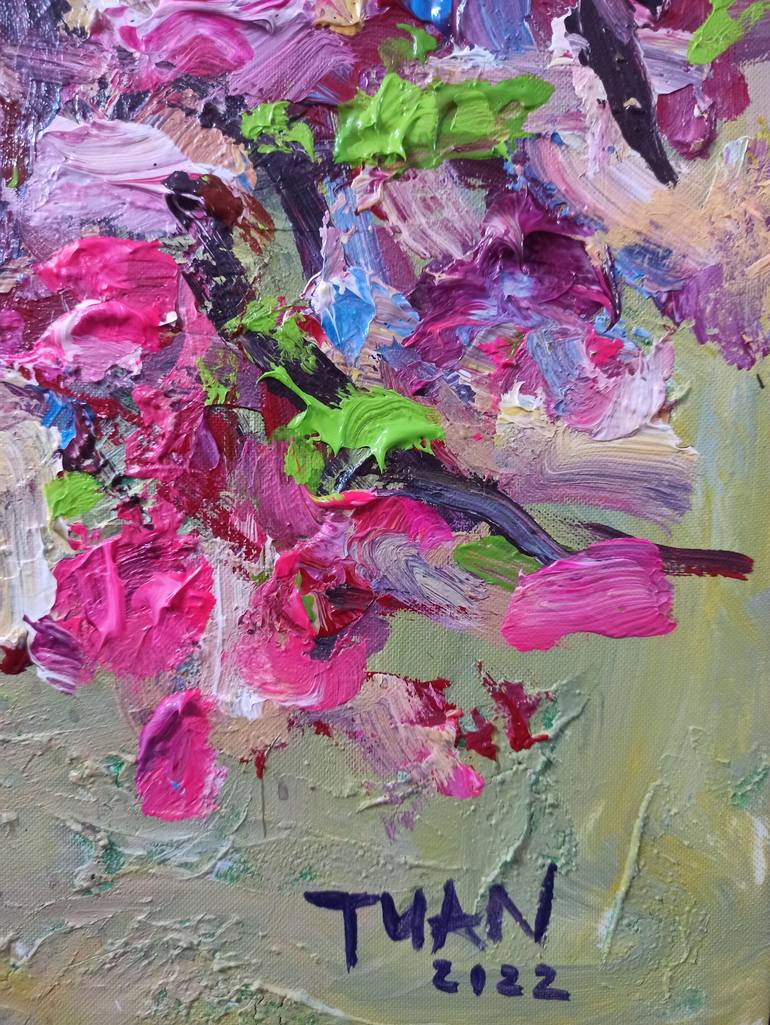 Original Abstract Expressionism Floral Painting by Anh Tuan Le