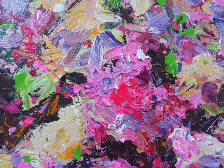 Original Abstract Expressionism Floral Painting by Anh Tuan Le