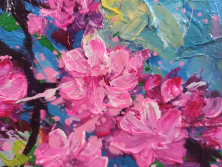 Peach blossom in Spring ( 90 x 120 cm) - Le Anh Tuan Le Anh - Acrylic on  Canvas