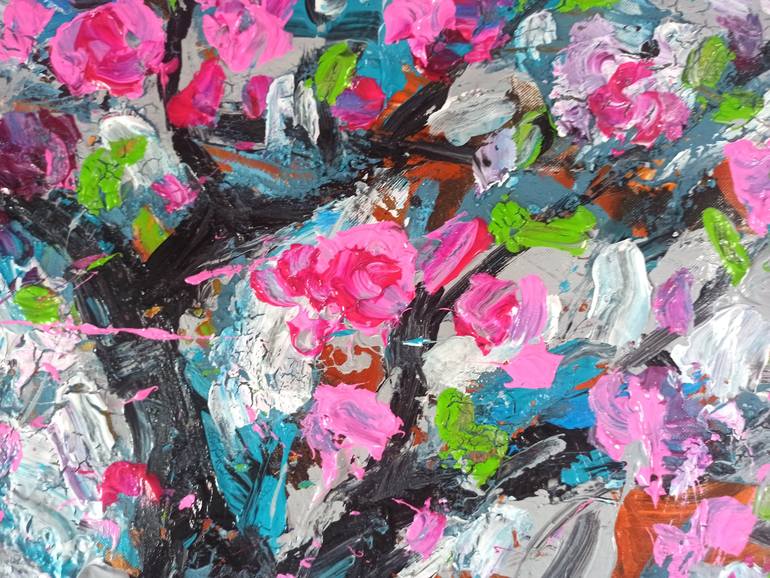 Original Abstract Expressionism Floral Painting by Anh Tuan Le