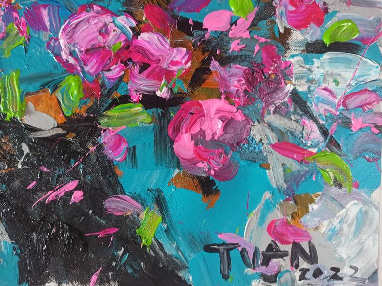 Original Abstract Expressionism Floral Painting by Anh Tuan Le