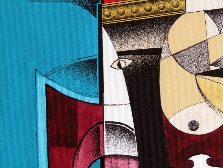 Original Cubism Geometric Painting by Juan Antonio Puebla Arias