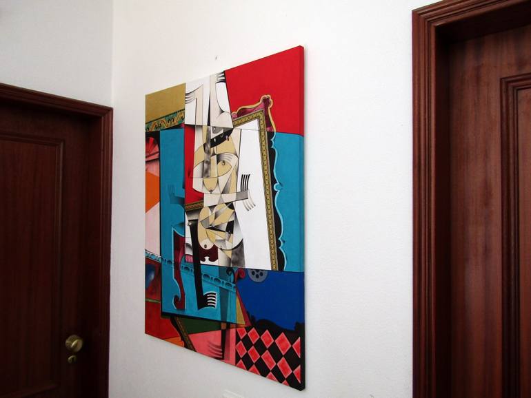Original Cubism Geometric Painting by Juan Antonio Puebla Arias