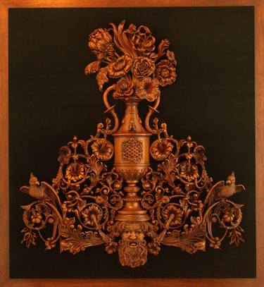 Baroque hand carved fine wall art, sculpted in mahogany wood thumb