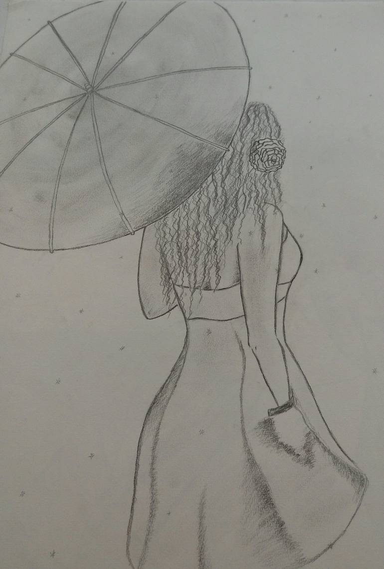 Girl Walking In The Rain Drawing By Ana Dima Saatchi Art