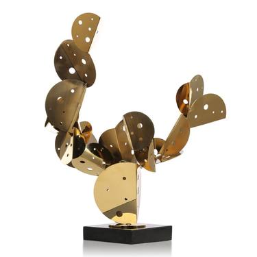 Cactus Flower Sculpture with Steel Abstract Sculpture for Modern Home Figurative Decor thumb