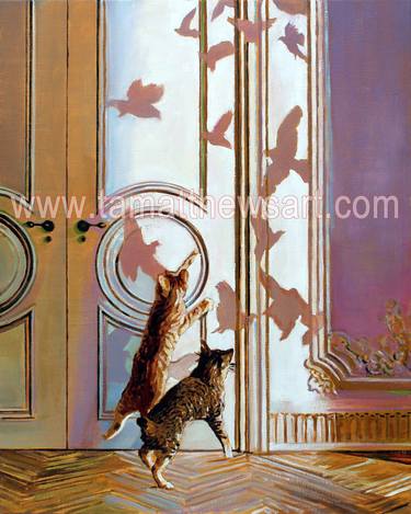 Parisian kitty’s with bird shadows thumb