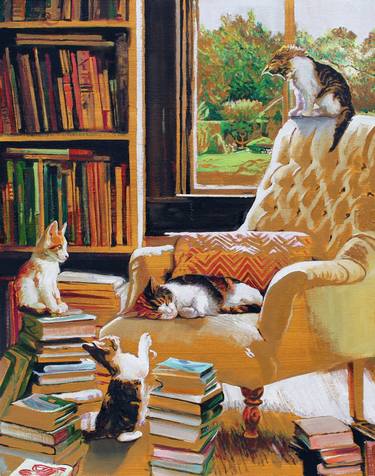 Print of Impressionism Cats Paintings by Timothy Adam Matthews