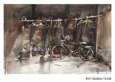 Original Expressionism Bicycle Painting by Grace Wang