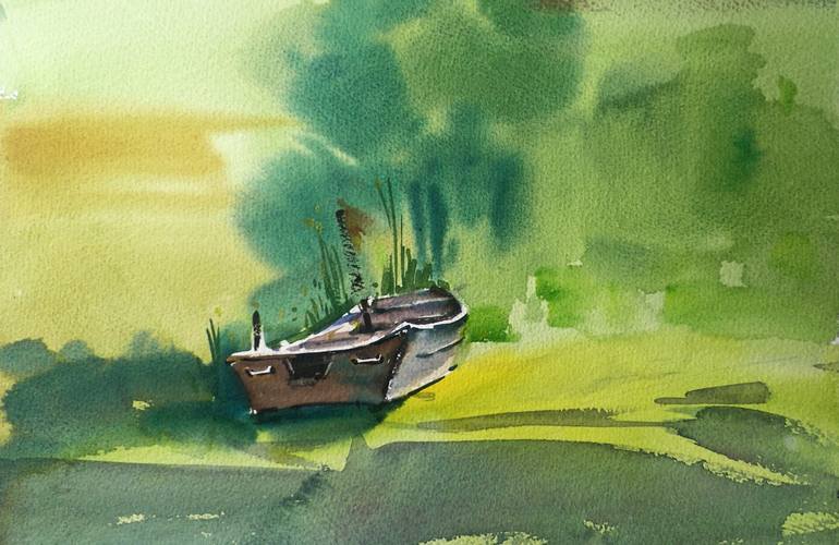 Boat Painting by Grace Wang | Saatchi Art