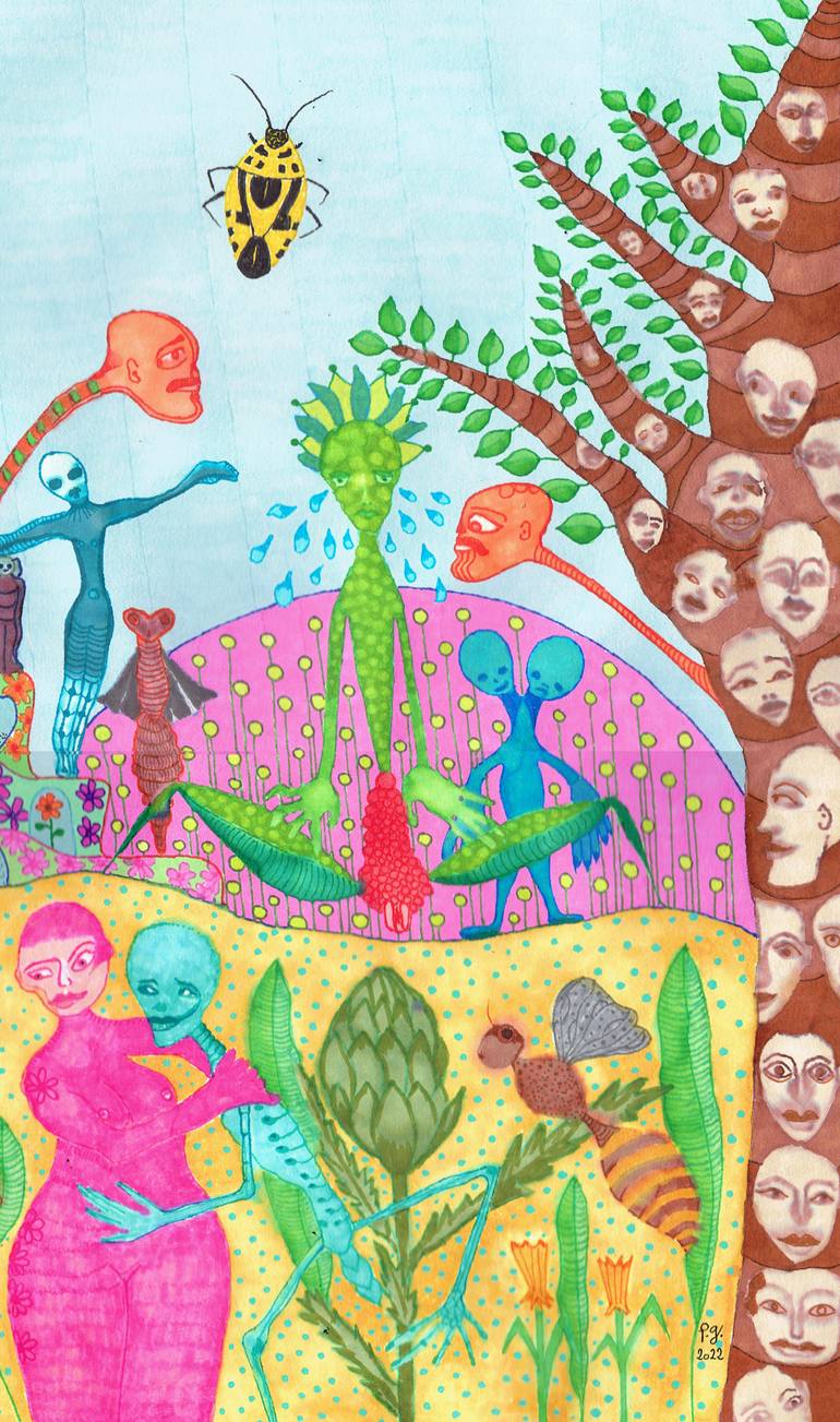 Original Figurative Botanic Drawing by Patrick Gourgouillat