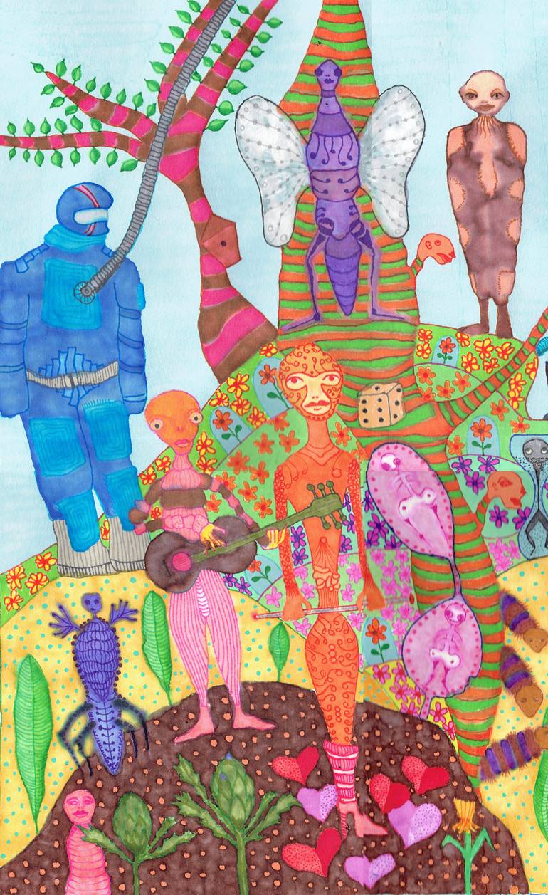 Original Figurative Botanic Drawing by Patrick Gourgouillat