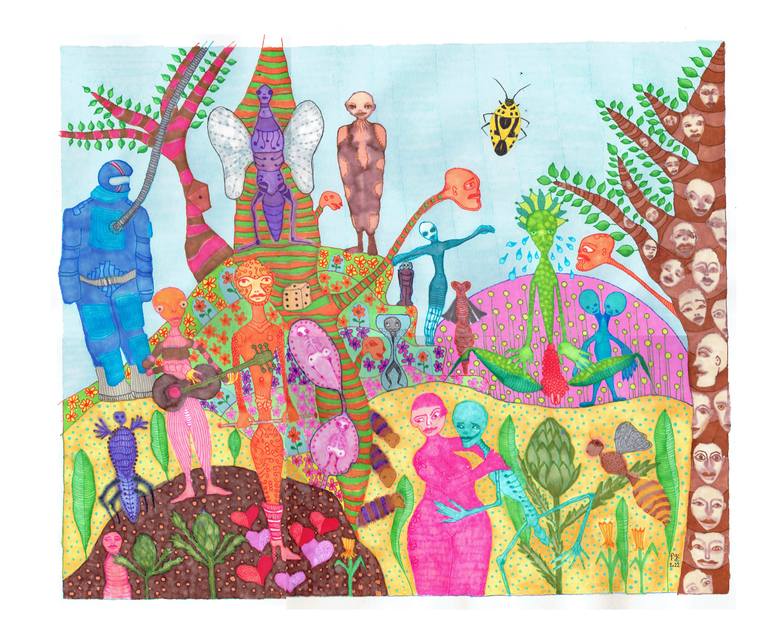 Original Figurative Botanic Drawing by Patrick Gourgouillat