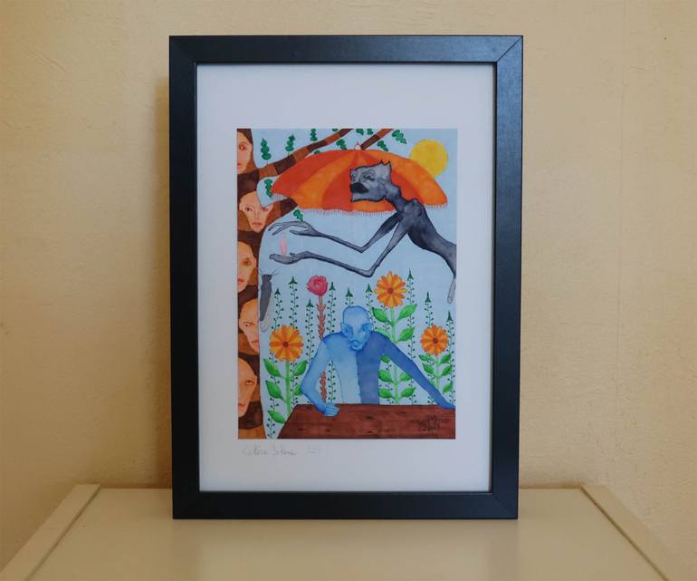 Original Figurative People Drawing by Patrick Gourgouillat