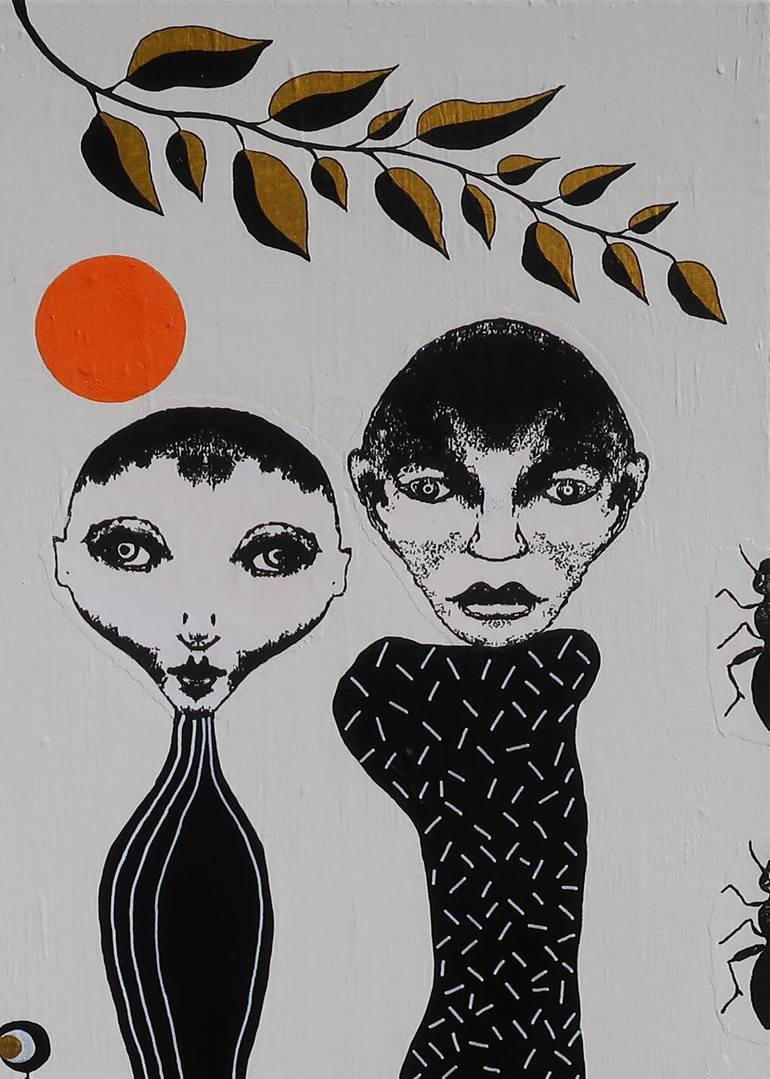 Original Black & White Garden Painting by Patrick Gourgouillat