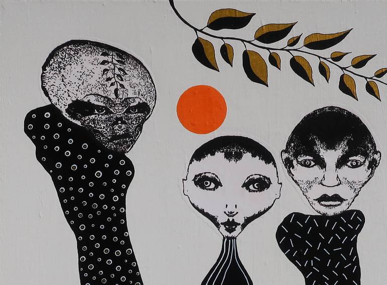 Original Black & White Garden Painting by Patrick Gourgouillat