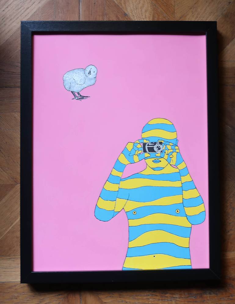 Original Pop Art People Painting by Patrick Gourgouillat