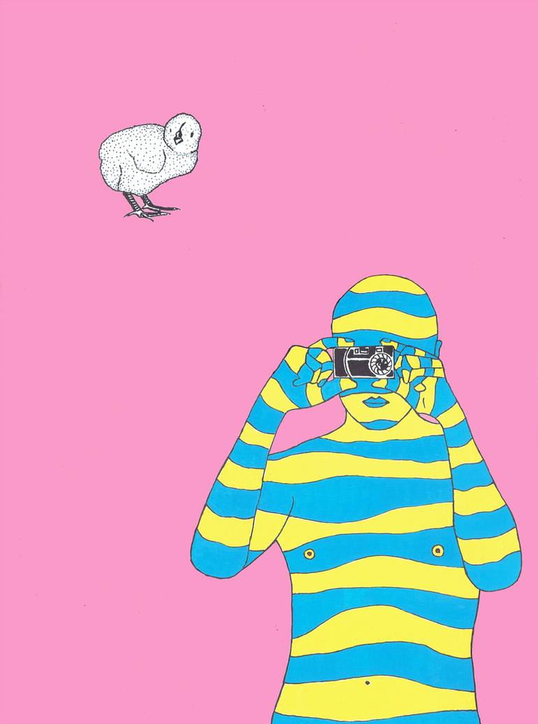 Original Pop Art People Painting by Patrick Gourgouillat