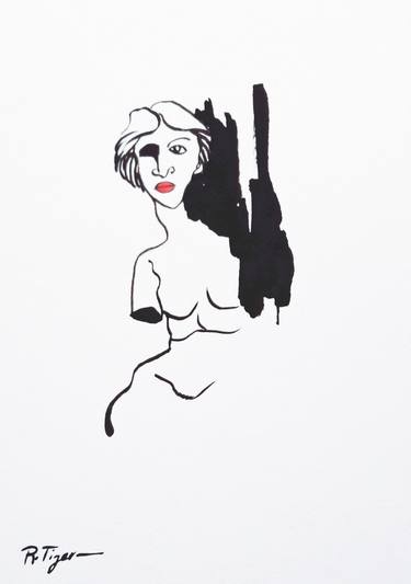 Print of Minimalism Nude Drawings by Rambling Tiger