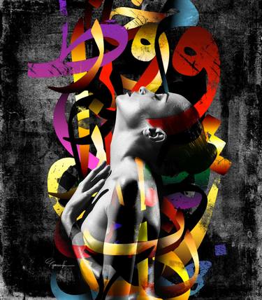 Original Art Deco Calligraphy Mixed Media by Ali Youssefi