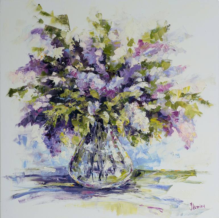 Lilac bouquet Painting by Kateryna Ivonina | Saatchi Art