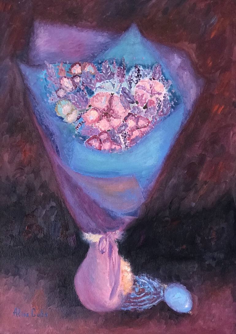 Turquoise bouquet Painting by Alisa Cuba | Saatchi Art