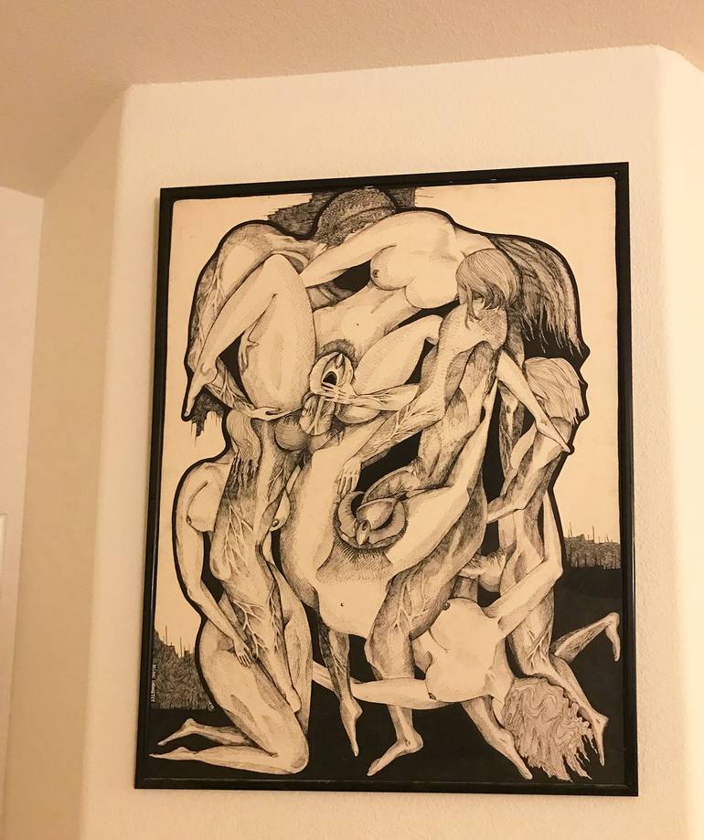 Original Surrealism Body Drawing by Natalie Rezonoff