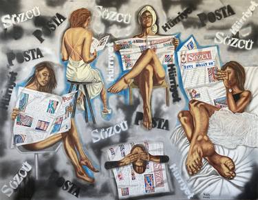 Original Figurative Political Paintings by Huseyin Ak