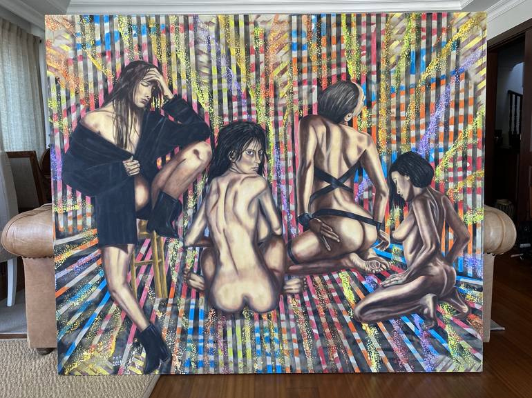 Original Expressionism Erotic Painting by Huseyin Ak