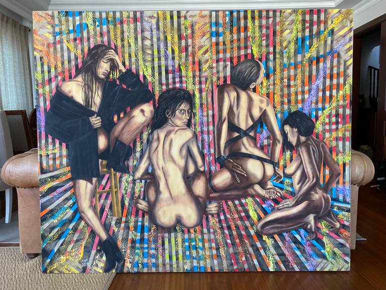 Original Expressionism Erotic Painting by Huseyin Ak