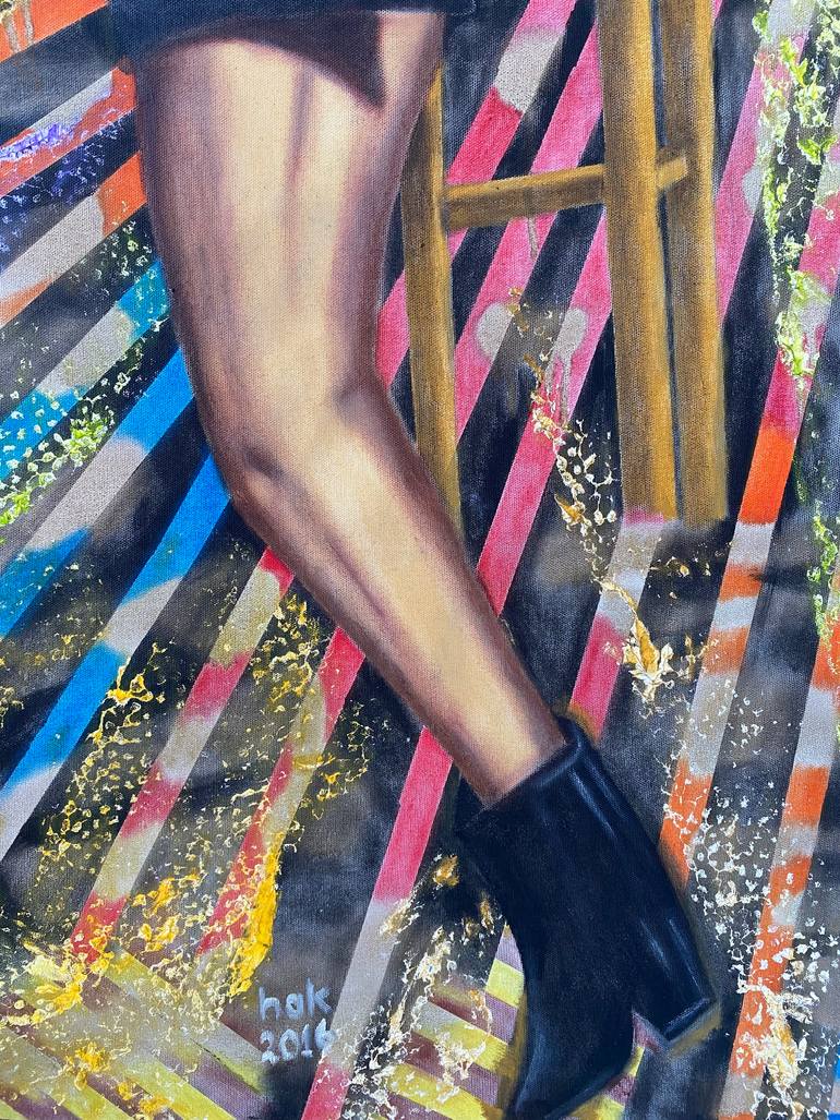 Original Expressionism Erotic Painting by Huseyin Ak