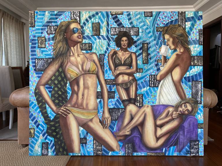 Original Figurative Erotic Painting by Huseyin Ak