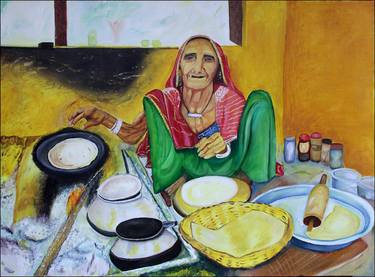 Print of Rural life Paintings by Navin Chandar Kapoor