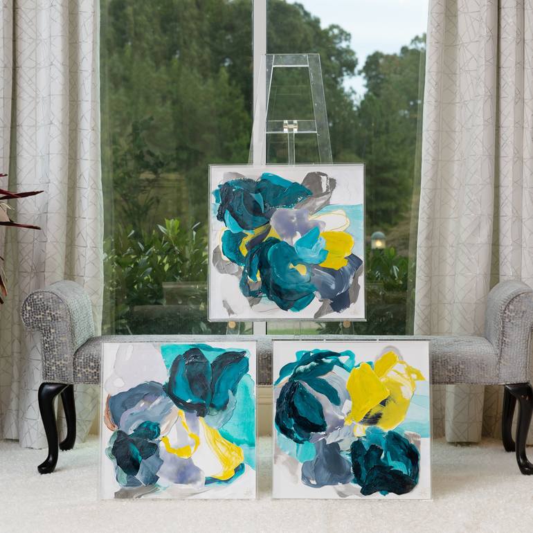 Original Abstract Floral Mixed Media by Amy Heywood
