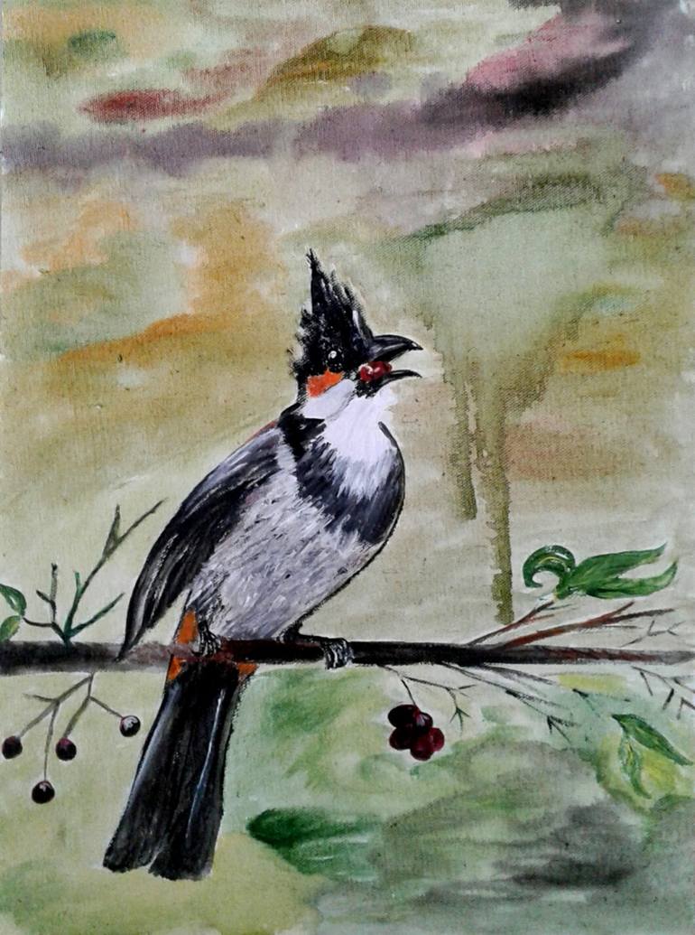 Bulbul Painting by Smita Das | Saatchi Art